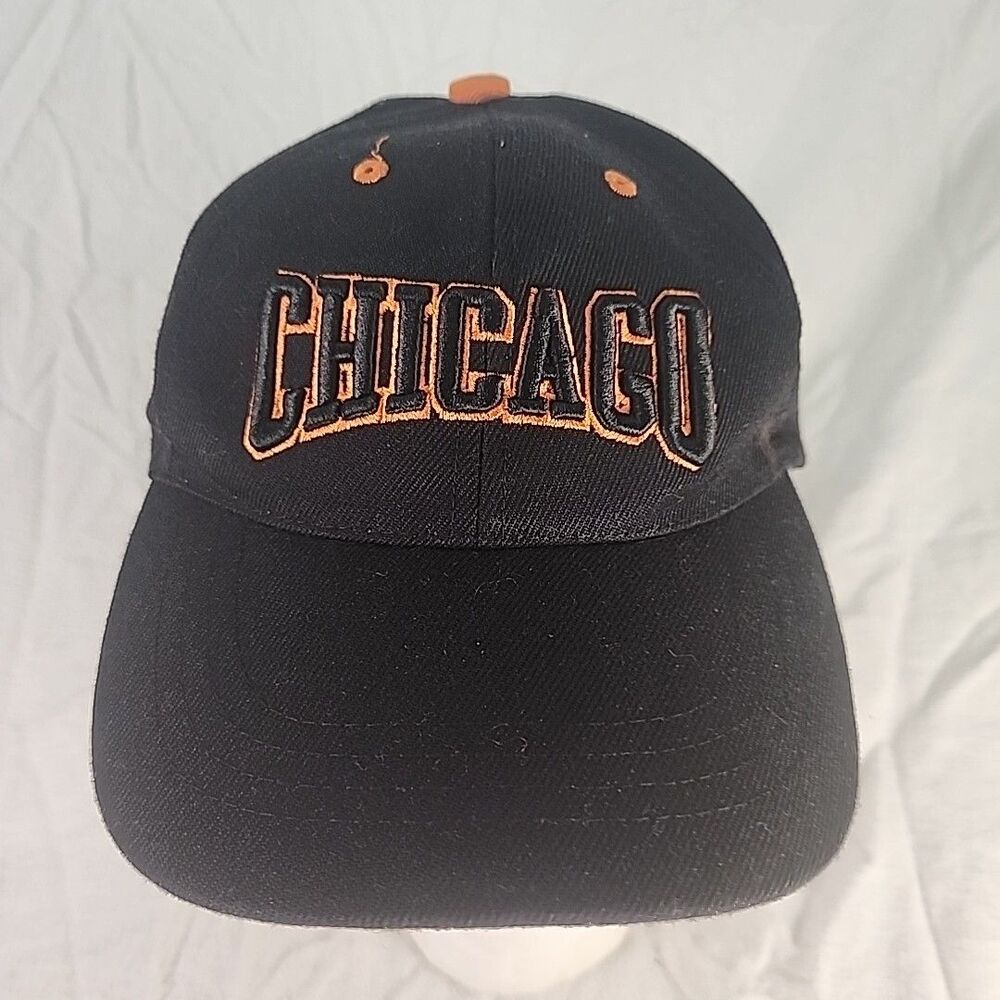 Chicago Hat Windy City Black & Orange Embroidered Hook & Loop Adjustable Strap
